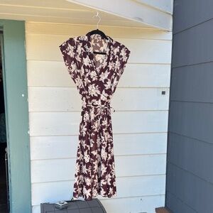 Floral Burgundy and White Vintage Dress